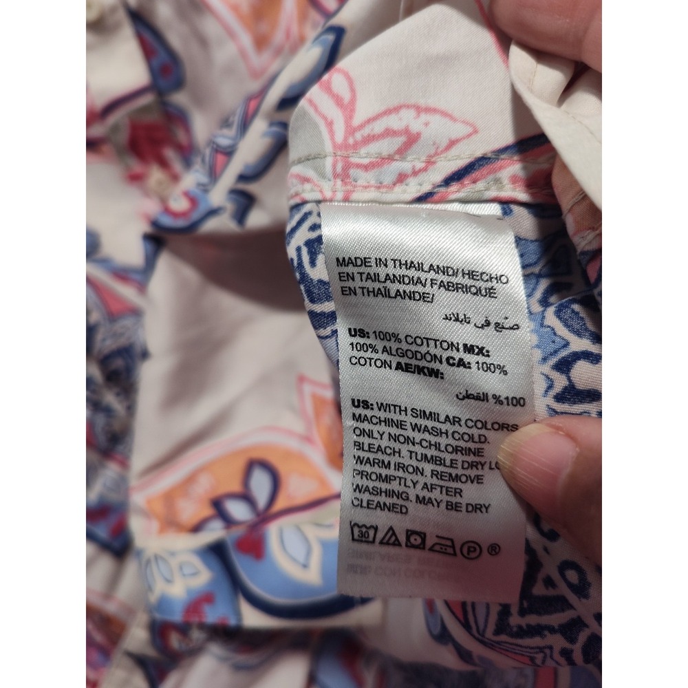 Chico's Shirt Size 3 XL/16 Pink Paisley Print No Iron Boxy Cotton Chintz Career - Picture 5 of 11